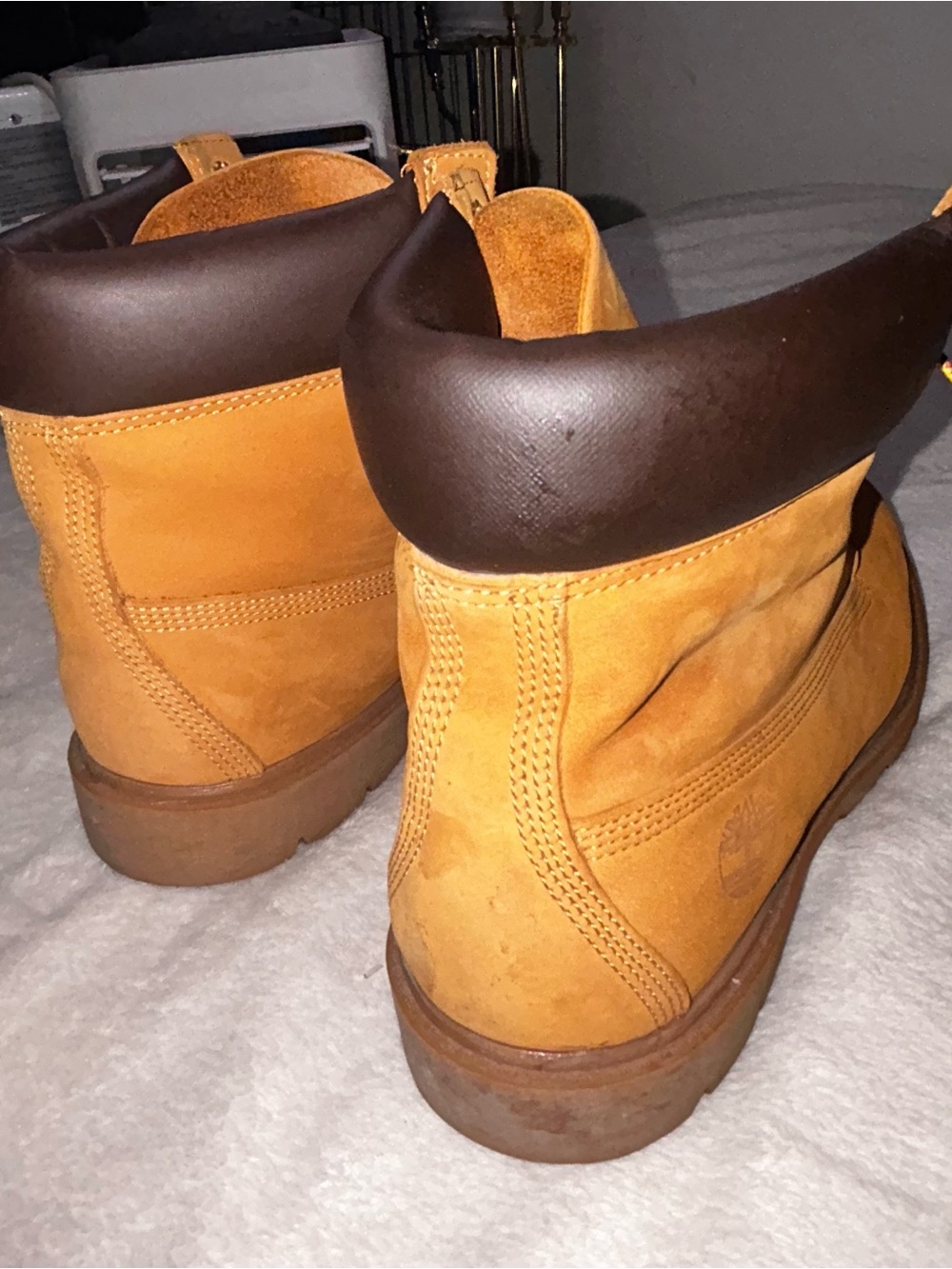 Timberland Wheat Nubuck Work Boots with Brown Collar - Picture 8 of 14